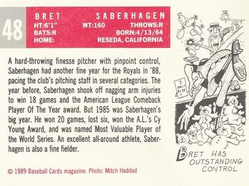 1989 Baseball Cards Magazine '59 Topps Replicas #48 Bret Saberhagen Back
