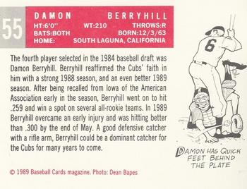 1989 Baseball Cards Magazine '59 Topps Replicas #55 Damon Berryhill Back