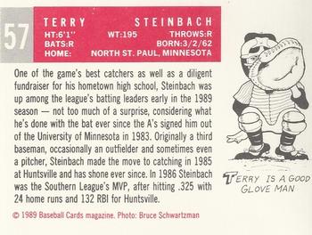 1989 Baseball Cards Magazine '59 Topps Replicas #57 Terry Steinbach Back