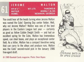 1989 Baseball Cards Magazine '59 Topps Replicas #61 Jerome Walton Back