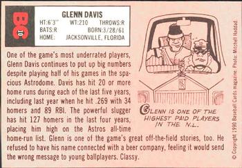 1990 Baseball Cards Magazine '69 Topps Repli-Cards #10 Glenn Davis Back
