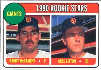 1990 Baseball Cards Magazine '69 Topps Repli-Cards #16 Giants Rookies (Randy McCament / Greg Litton) Front