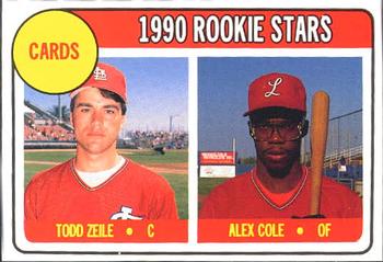 1990 Baseball Cards Magazine '69 Topps Repli-Cards #31 Cardinals Rookies (Todd Zeile / Alex Cole) Front