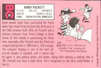 1990 Baseball Cards Magazine '69 Topps Repli-Cards #38 Kirby Puckett Back