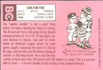 1990 Baseball Cards Magazine '69 Topps Repli-Cards #46 Carlton Fisk Back