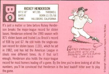 1990 Baseball Cards Magazine '69 Topps Repli-Cards #48 Rickey Henderson Back