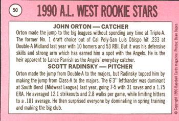1990 Baseball Cards Magazine '69 Topps Repli-Cards #50 AL West Rookies (John Orton / Scott Radinsky) Back