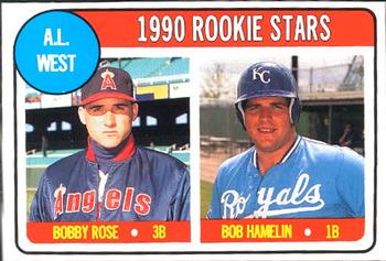 1990 Baseball Cards Magazine '69 Topps Repli-Cards #51 AL West Rookies (Bobby Rose / Bob Hamelin) Front
