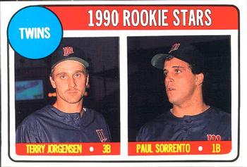 1990 Baseball Cards Magazine '69 Topps Repli-Cards #54 Twins Rookies (Terry Jorgensen / Paul Sorrento) Front