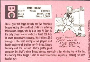 1990 Baseball Cards Magazine '69 Topps Repli-Cards #59 Wade Boggs Back