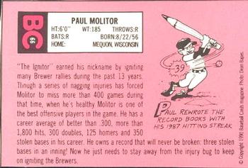 1990 Baseball Cards Magazine '69 Topps Repli-Cards #66 Paul Molitor Back