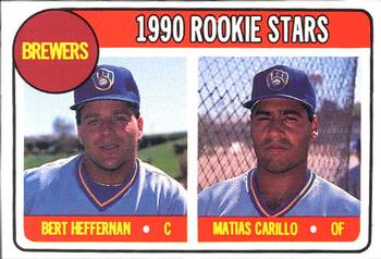 1990 Baseball Cards Magazine '69 Topps Repli-Cards #67 Brewers Rookies (Bert Heffernan / Matias Carrillo) Front