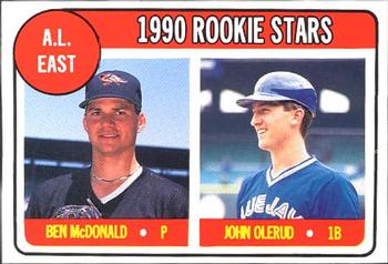 1990 Baseball Cards Magazine '69 Topps Repli-Cards #68 AL East Rookies (Ben McDonald / John Olerud) Front