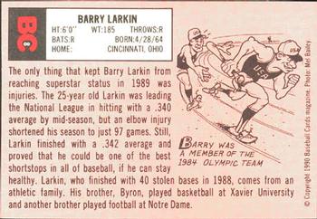 1990 Baseball Cards Magazine '69 Topps Repli-Cards #8 Barry Larkin Back