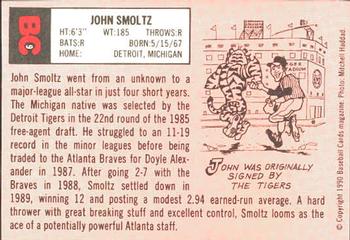 1990 Baseball Cards Magazine '69 Topps Repli-Cards #9 John Smoltz Back