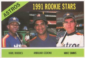 1991 Baseball Cards Magazine '66 Topps Replicas #14 Astros Rookies (Karl Rhodes / Andujar Cedeno / Mike Simms) Front