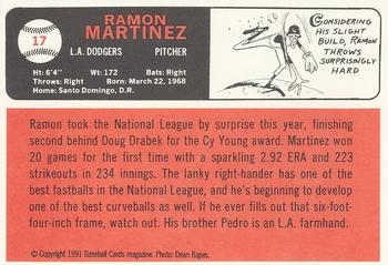1991 Baseball Cards Magazine '66 Topps Replicas #17 Ramon Martinez Back