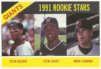 1991 Baseball Cards Magazine '66 Topps Replicas #20 Giants Rookies (Steve Decker / Steve Hosey / Mark Leonard) Front
