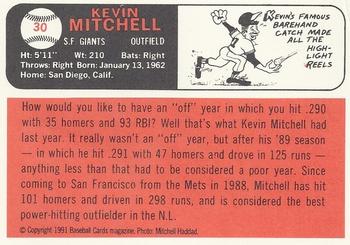 1991 Baseball Cards Magazine '66 Topps Replicas #30 Kevin Mitchell Back