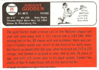1991 Baseball Cards Magazine '66 Topps Replicas #35 Dwight Gooden Back