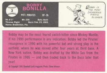 1991 Baseball Cards Magazine '66 Topps Replicas #3 Bobby Bonilla Back