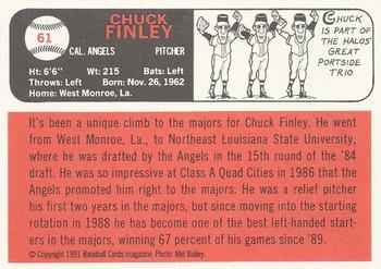 1991 Baseball Cards Magazine '66 Topps Replicas #61 Chuck Finley Back