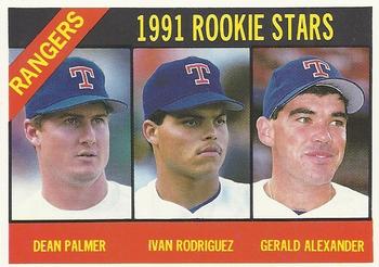 1991 Baseball Cards Magazine '66 Topps Replicas #62 Rangers Rookies (Dean Palmer / Ivan Rodriguez / Gerald Alexander) Front