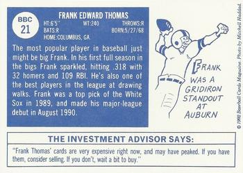 1992 Baseball Cards Magazine '70 Topps Replicas #21 Frank Thomas Back