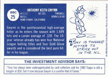 1992 Baseball Cards Magazine '70 Topps Replicas #25 Tony Gwynn Back