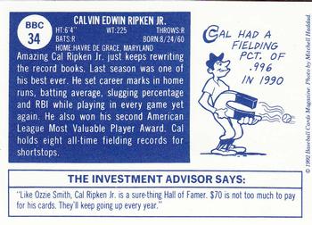1992 Baseball Cards Magazine '70 Topps Replicas #34 Cal Ripken Jr. Back
