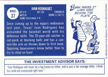 1992 Baseball Cards Magazine '70 Topps Replicas #37 Ivan Rodriguez Back