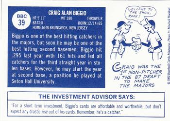 1992 Baseball Cards Magazine '70 Topps Replicas #39 Craig Biggio Back