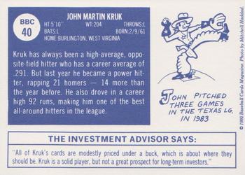 1992 Baseball Cards Magazine '70 Topps Replicas #40 John Kruk Back