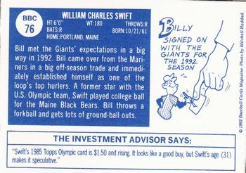 1992 Baseball Cards Magazine '70 Topps Replicas #76 Bill Swift Back