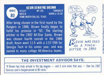 1992 Baseball Cards Magazine '70 Topps Replicas #80 Kevin Brown Back
