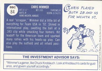 1992 Baseball Cards Magazine '70 Topps Replicas #84 Chris Wimmer Back