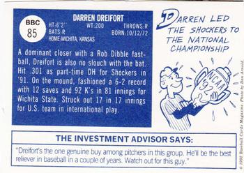1992 Baseball Cards Magazine '70 Topps Replicas #85 Darren Dreifort Back