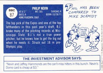 1992 Baseball Cards Magazine '70 Topps Replicas #87 Phil Nevin Back
