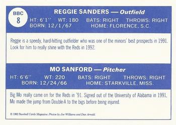 1992 Baseball Cards Magazine '70 Topps Replicas #8 Reggie Sanders / Mo Sanford Back