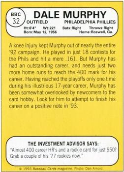 1993 Baseball Card Magazine / Sports Card Magazine #BBC32 Dale Murphy Back