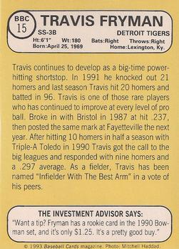 1993 Baseball Card Magazine / Sports Card Magazine #BBC15 Travis Fryman Back