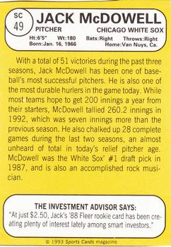 1993 Baseball Card Magazine / Sports Card Magazine #SC49 Jack McDowell Back