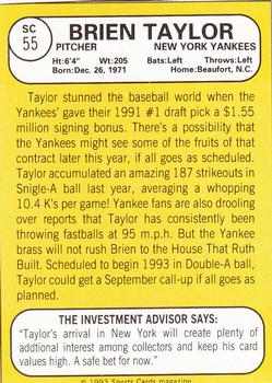 1993 Baseball Card Magazine / Sports Card Magazine #SC55 Brien Taylor Back