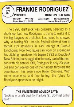 1993 Baseball Card Magazine / Sports Card Magazine #SC67 Frankie Rodriguez Back