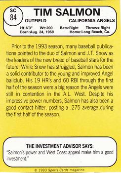 1993 Baseball Card Magazine / Sports Card Magazine #SC84 Tim Salmon Back