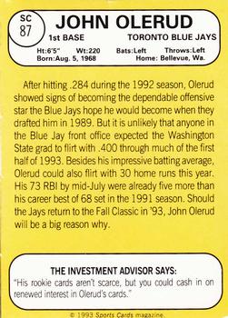 1993 Baseball Card Magazine / Sports Card Magazine #SC87 John Olerud Back