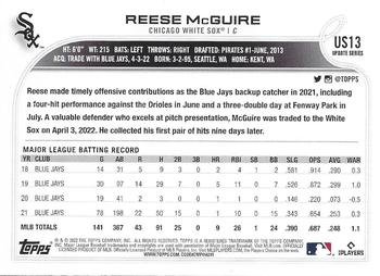 2022 Topps Update - Gold Foil #US13 Reese McGuire Back
