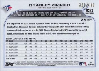 2022 Topps Update - Gold Foil #US93 Bradley Zimmer Back