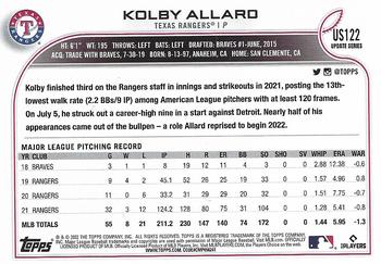 2022 Topps Update - Gold Foil #US122 Kolby Allard Back
