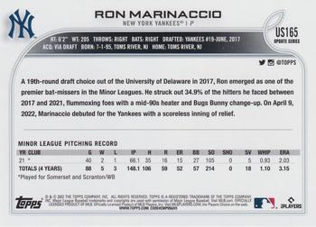 2022 Topps Update - Gold Foil #US165 Ron Marinaccio Back